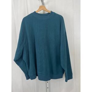 EDDIE BAUER Fleece Pullover Crew Sweatshirt Long Sleeve Teal Blue Green 2X Plus